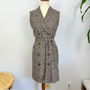 Vintage 90’s Leopard Print Sleeveless Dress, Wrap Animal Print, Fran Drescher